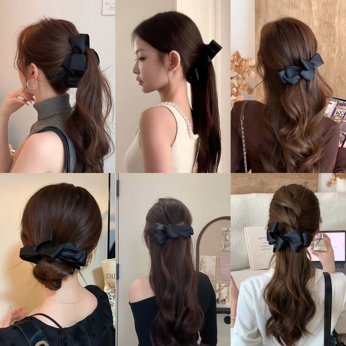 香蕉夹竖夹高马尾蝴蝶结发夹女