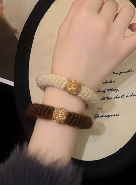 高级感水钻珠珠发圈女扎头发皮筋2024新款高端发绳扎马尾头绳头饰