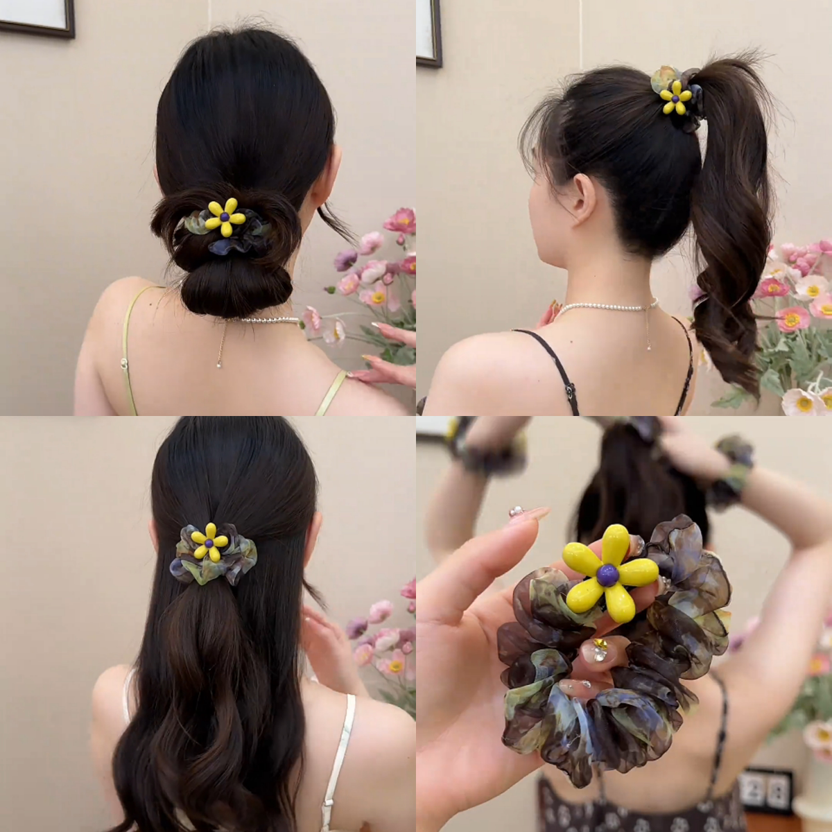 大肠发圈女头绳丸子头皮筋头花