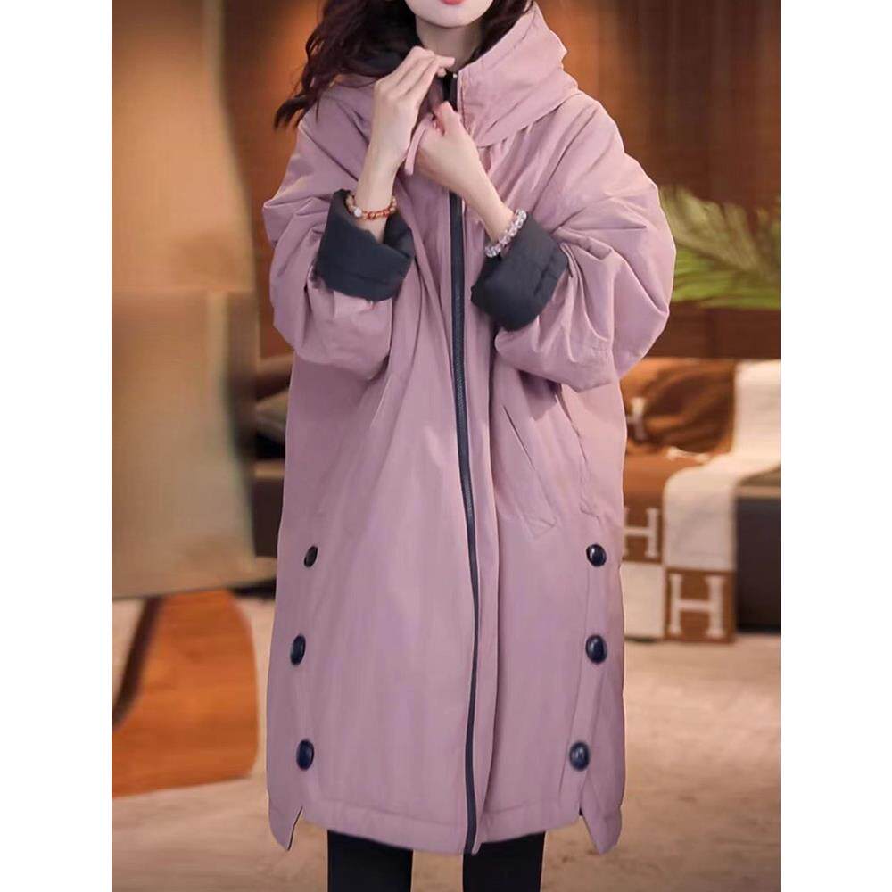 JOYIASS温柔时尚阔版不臃肿服外套女中长款冬季轻薄衣大码宽松大