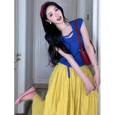 BLLOUKE2025巨好看的夏装多巴胺微胖穿搭配一整套上衣半身裙子两