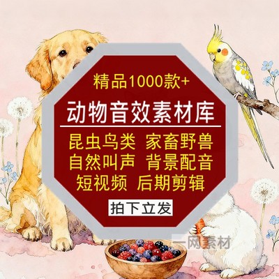 动物音效昆虫鸟类家畜野兽自然叫声背景声配音频短视频剪辑素材库
