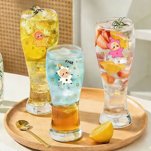 啤酒杯大容量玻璃杯创意高脚杯高颜值洋酒杯可爱家用果汁杯牛奶杯