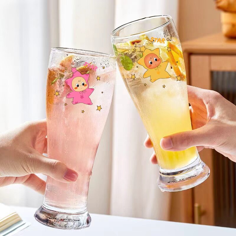 大容量玻璃杯扎啤杯女高颜值可爱水杯家用水杯饮料杯啤酒杯果汁杯