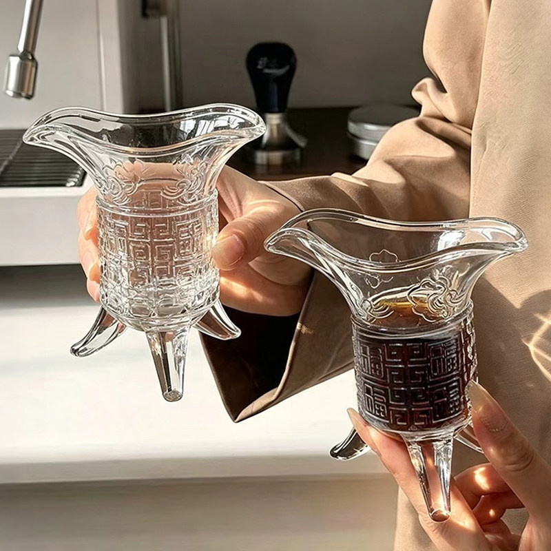 家用秦始皇古代帝王杯三足杯玻璃樽酒杯爵杯创意酒杯玻璃杯喝水杯图片