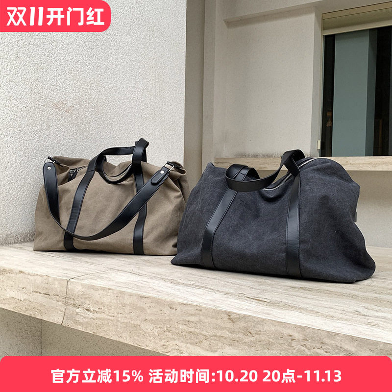Guesswhat慵懒手提大容量帆布包新款托特包中性休闲复古通勤包包