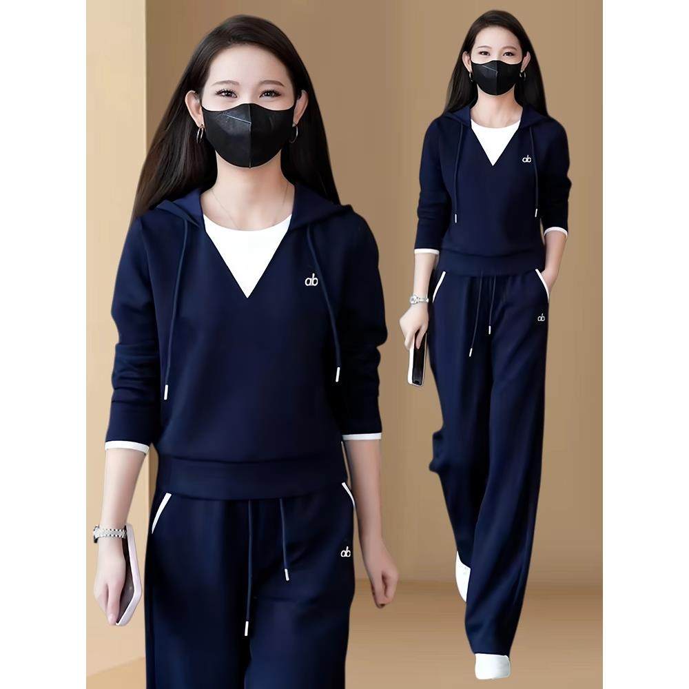 JOYIASS欧货休闲运动套装女冬装2025年新款加绒加厚连帽卫衣阔腿