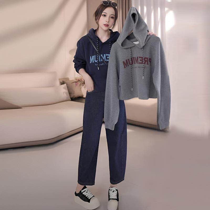 JOYIASS设计感帽绳字母连帽卫衣女春秋新款2025年时尚洋气小个子
