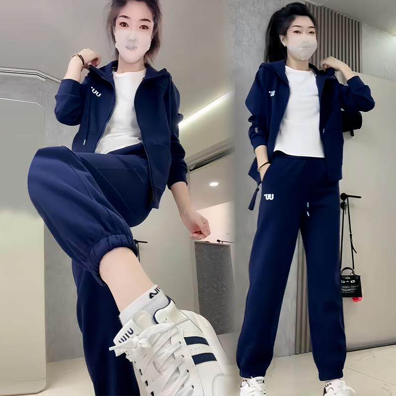 JOYIASS休闲运动套装女2025秋季新款网红炸街连帽外套束脚裤两件