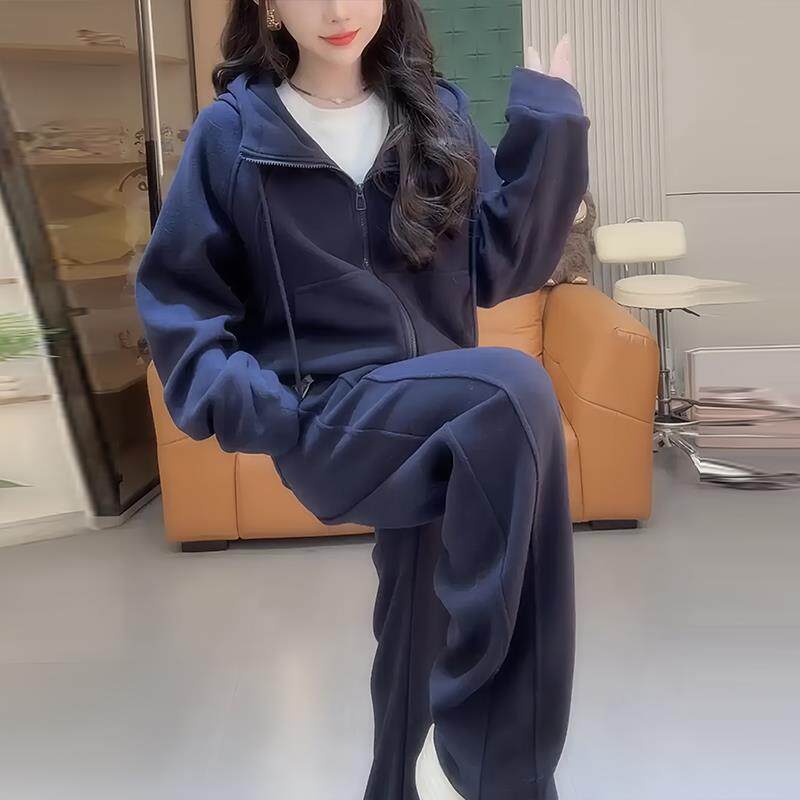 JOYIASS休闲上衣裤子套装女2025秋冬新款欧货加绒加厚卫衣宽松阔