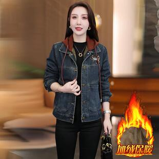 JOYIASS韩版潮流设计感长袖牛仔短外套女2025冬季新款加绒加厚单