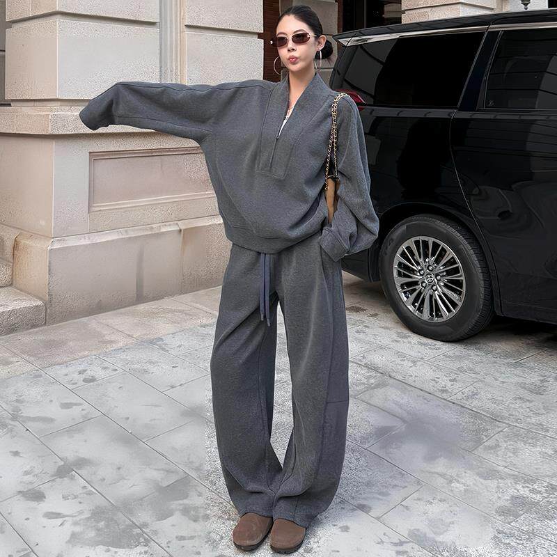 JOYIASS巨好看的秋装一整套女2025新款纯色长袖卫衣宽松显瘦阔腿