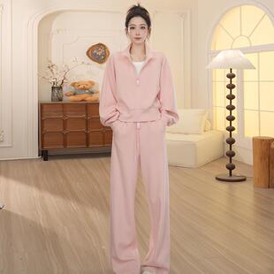 JOYIASS大方得体穿搭一整套女款2025新款双拉链卫衣高腰阔腿裤两