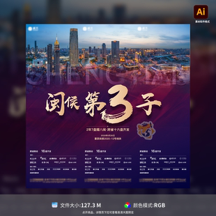 地产土拍三宫格海报设计紫金热土城市系列AI创意广告模板素材