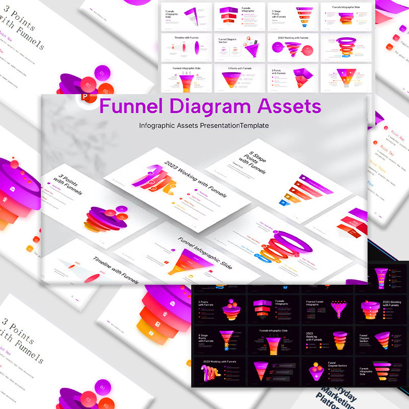 漏斗信息图表ppt工作汇报总结市场调研数据可视化信息图表ppt模板