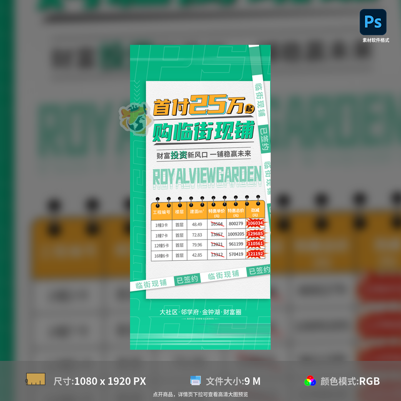 商铺海报创意招商投资商业价值点设计PSD格式模板素材源文件包