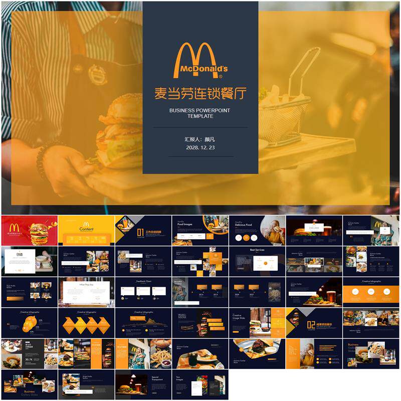 麦当劳快餐西餐餐饮商业计划书ppt餐饮连锁企业文化宣传品牌营销