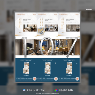 户型三宫格海报长图设计房地产精品户型价值点展示AI PSD模板素材