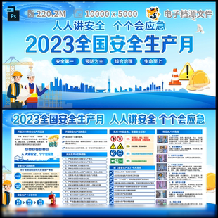 安全生产施工宣传漫画制度教育板报法规广告设计栏PSD模板素材