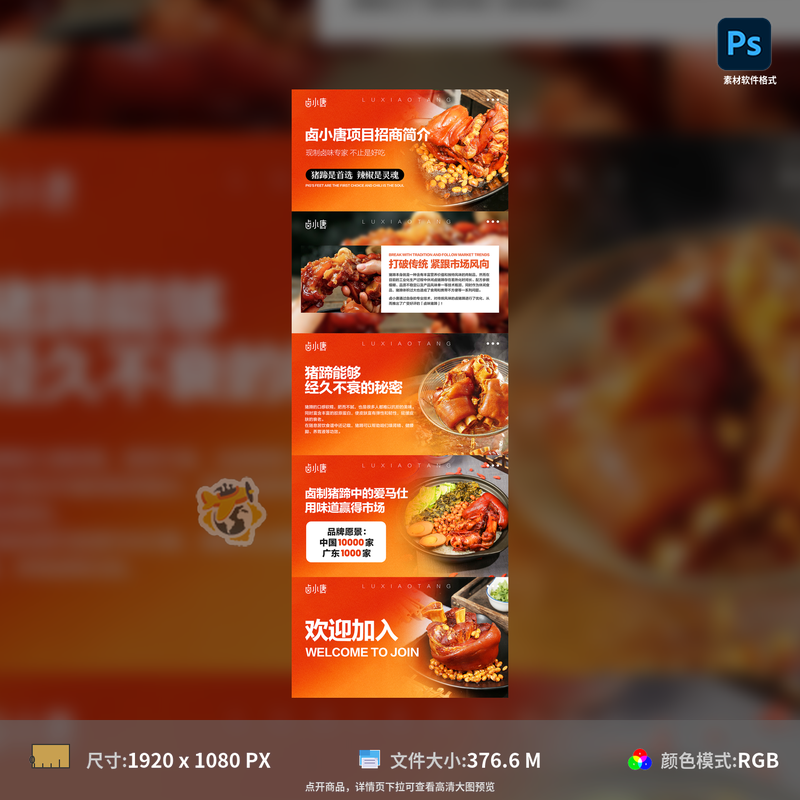 卤味新店开业介绍PPT美食招商加盟宣传策划方案PSD格式模板素材