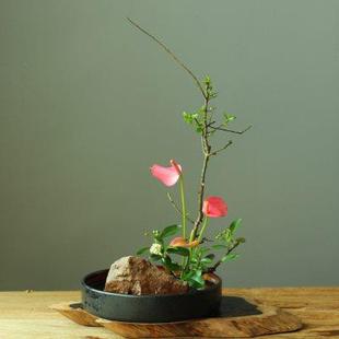 劍山插花器禪意水培造景盆新中式 古流軒簡(jiǎn)約陶瓷花盆日式 花藝花盤