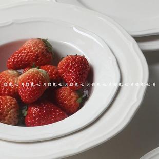 陶瓷餐具法式 兔七月ins风 复古花边草帽碗早餐酸奶麦片碗意面汤碗