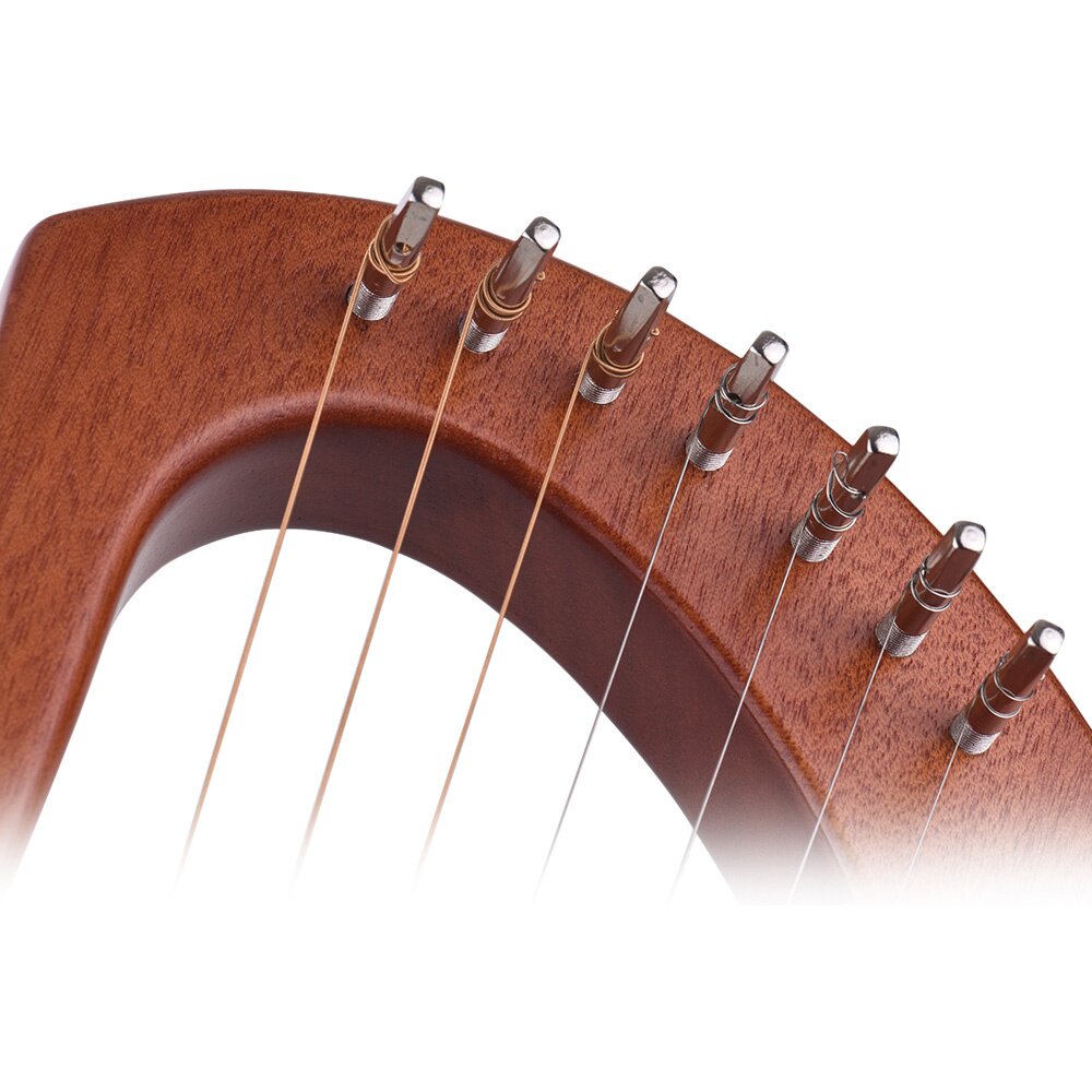 极速7-Strinfg Wooden Lyre Harp Metal Strings Mahogany Solid