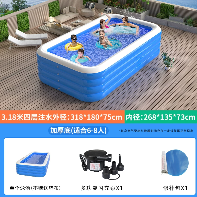 inflating travel swimming pool, increased thickness