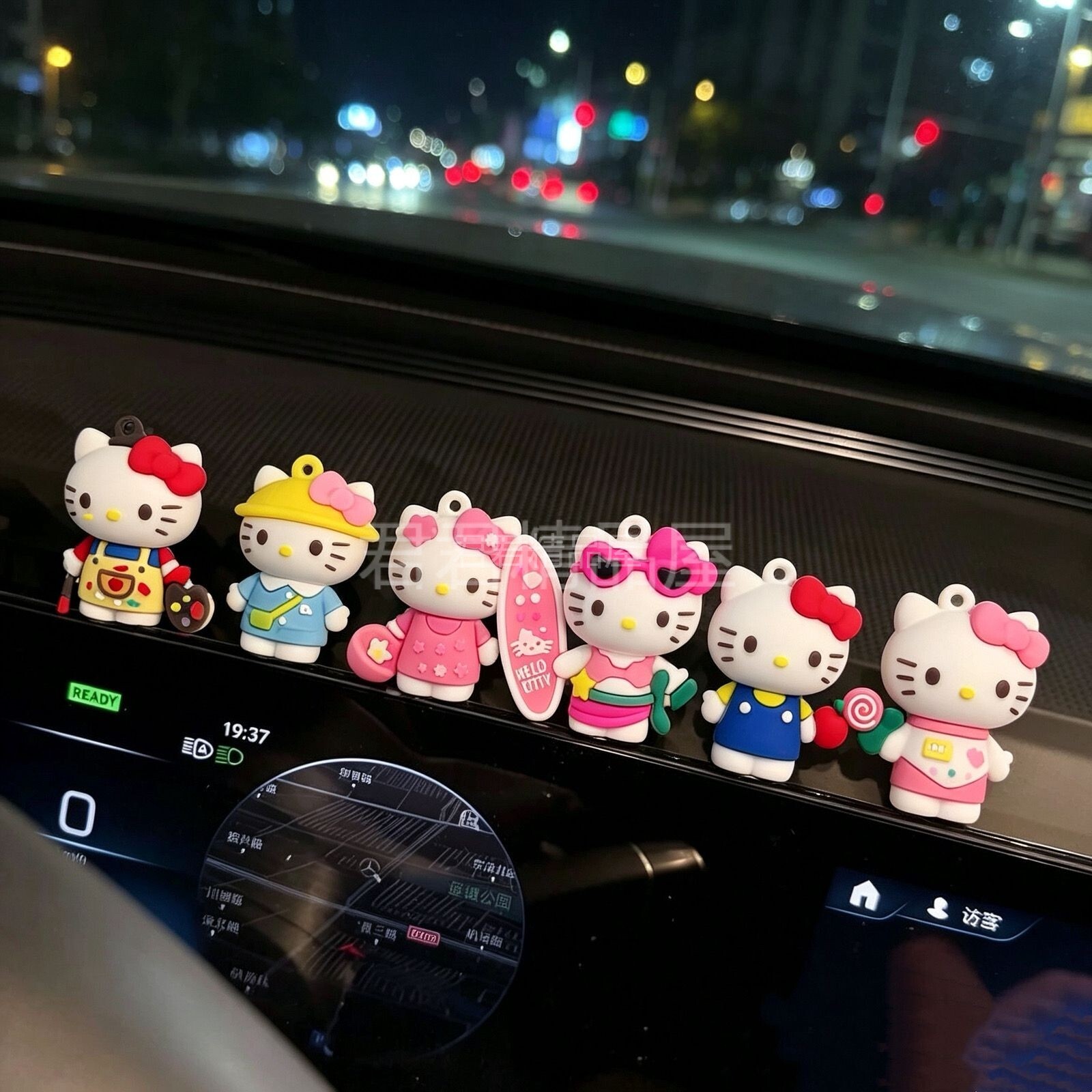 kitty猫车饰立体3D凯蒂猫摆件