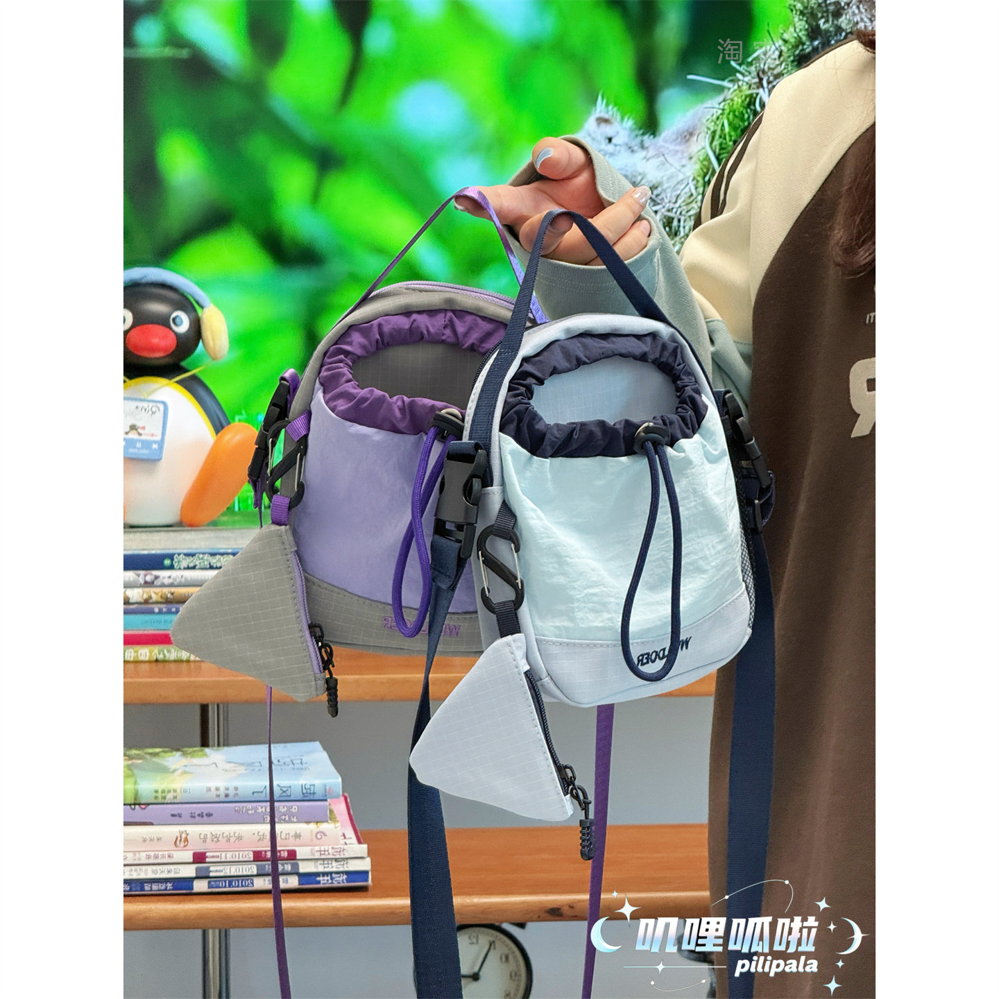 叽哩呱啦出游轻便斜挎小包包手机包学生上课水壶袋中性运动风小包