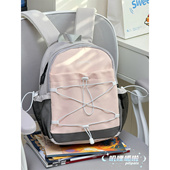 户外徒步轻量化双肩包女复古撞色轻便小书包儿童运动休闲迷你背包