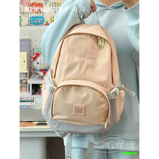 ins少女小清新撞色双肩包 初高中生大容量书包大学生户外旅行背包
