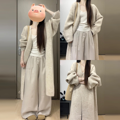 慵懒风高级感中长款加厚针织开衫毛衣外套秋冬季女装2024新款穿搭