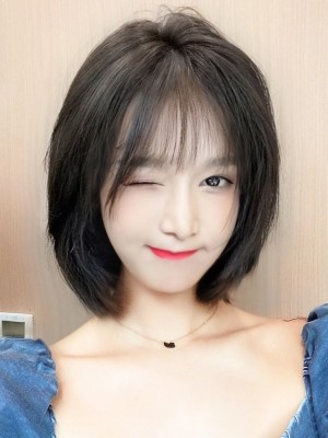 假发女短发网红圆脸空气刘海假发女自然全头套式内扣