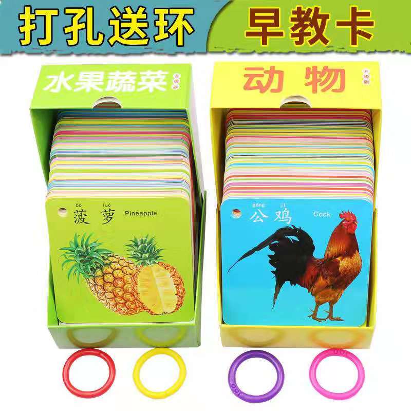 撕不破看图英语拼音动物认知卡片