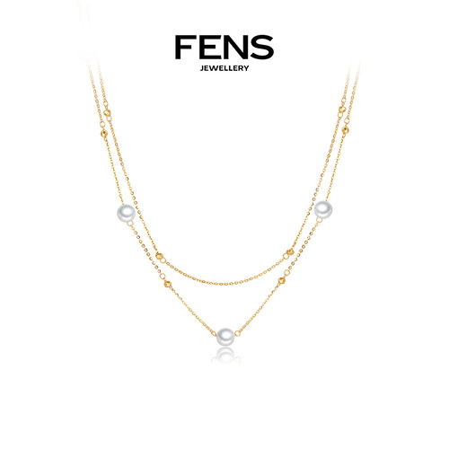 FENS珠宝18K金项链女珍珠双层链