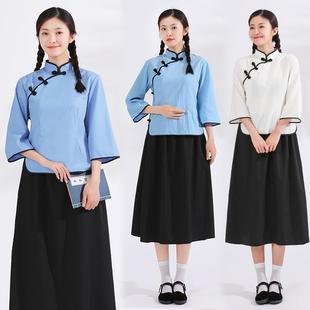 民国学生服装女五四运动演出套装朗诵合唱毕业衣服五四青年中山装