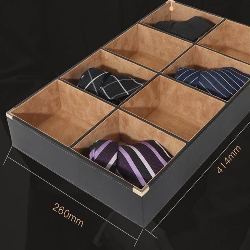 家用抽屉式领带精致收纳盒皮带腰带PU皮革内绒首饰格分隔盒子轻奢,收纳整理,首饰盒,淘宝优惠券,粉丝福利购,淘宝优惠卷