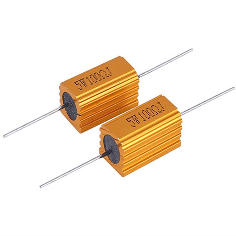RX24黄金铝壳电阻5W10W25W50W100W2R5R6R8R10R金色绕线功率电阻器