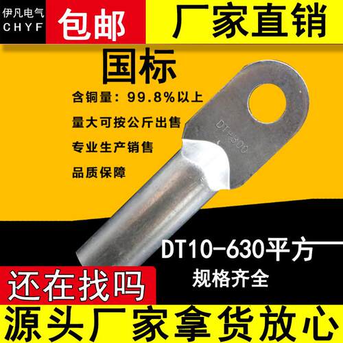DT10162535507095120150平方铜鼻子接线端子国标A级镀锡