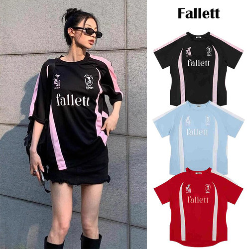 韩品Fallett复古拼色球衣短袖