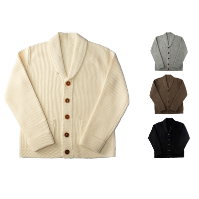 青果领复古开衫羊毛毛衣