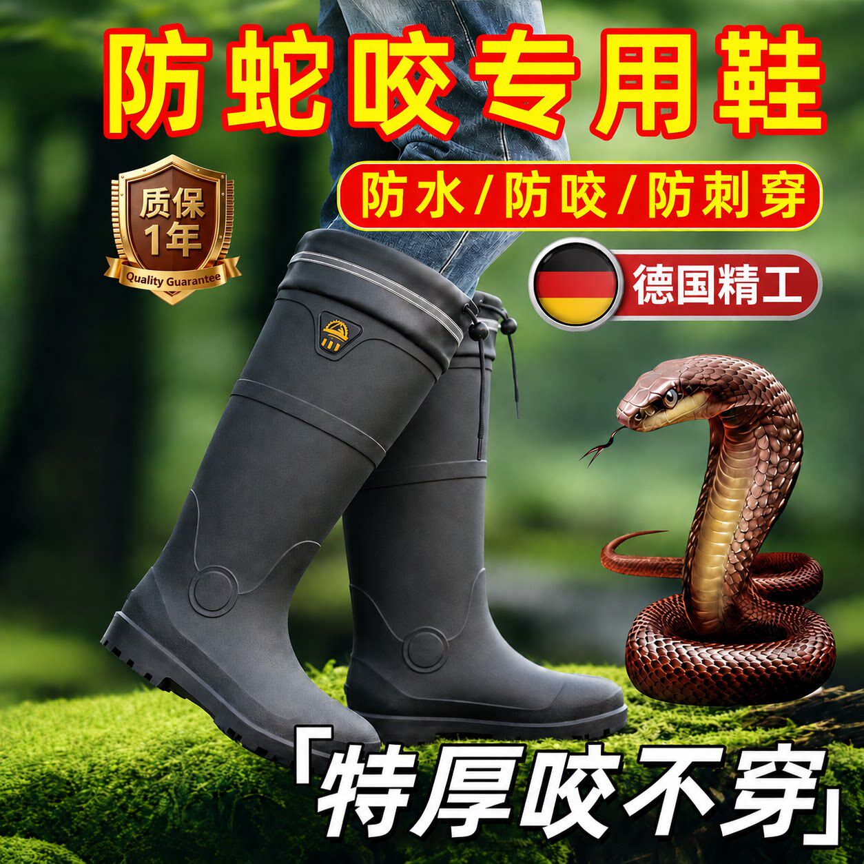 德国户外加厚防蛇咬防穿刺雨鞋