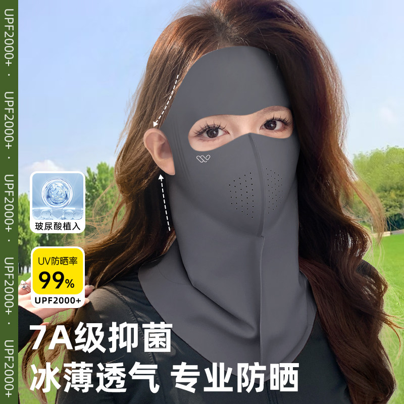 德国防晒面罩全脸抗UV一体护颈基尼女冰丝医美后防护遮阳口罩