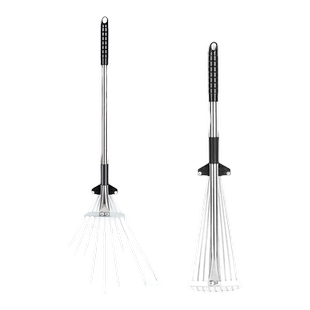 德国搂草耙子不锈钢搂树叶园艺落叶耙平地草坪扫树叶神器伸缩扒子