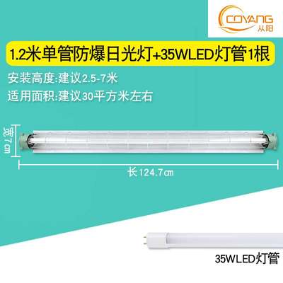 定制厂促防爆灯led灯罩厂房车间厨房隔爆型单管双支T8c照明荧光防