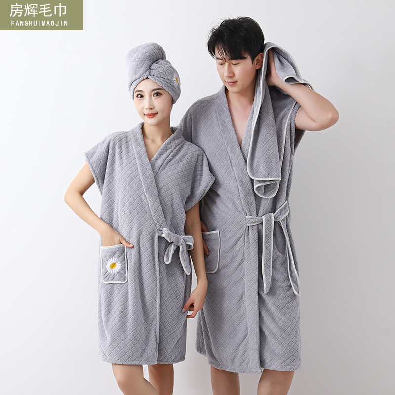 浴巾2025新款非全棉纯棉男款大人浴袍可穿式速干裹全身情侣款一对