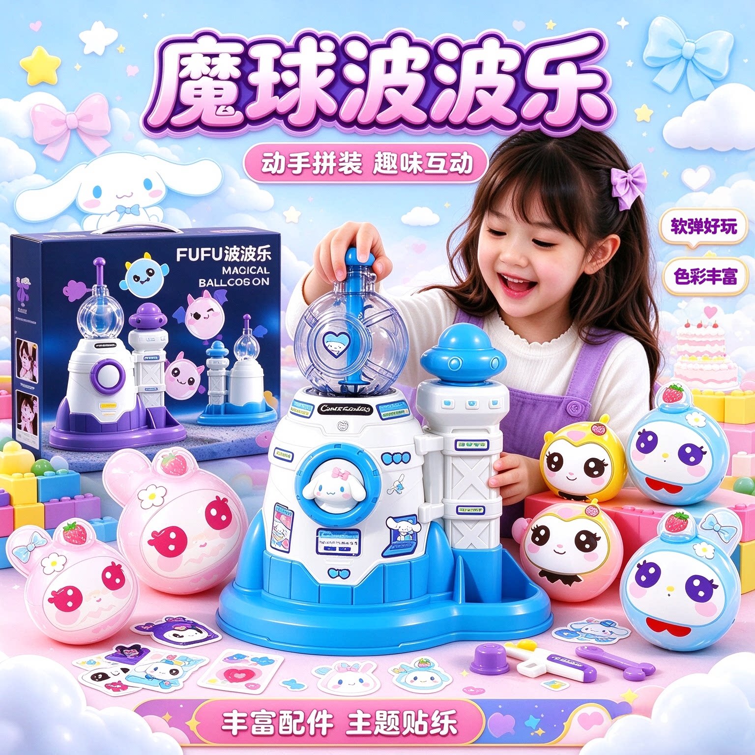 魔法气球波波乐充气机玩具女孩手工diy黏黏乐材料包儿童生日礼物6