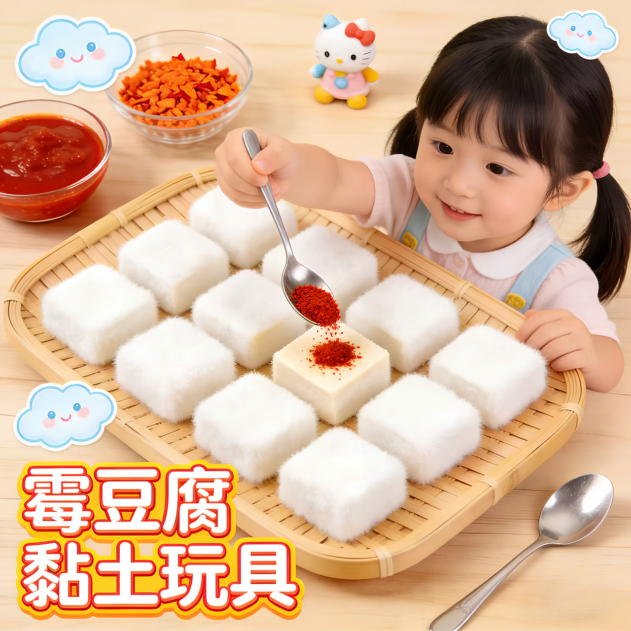 网红起泡胶仿真霉豆腐玩具水晶泥史莱姆儿童泥巴超轻粘土套装黏土