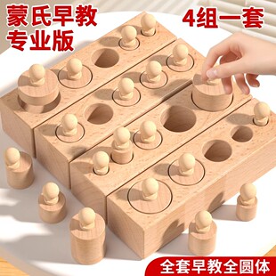 儿童蒙台蒙特梭利教具宝宝蒙氏早教插座圆柱体积木幼儿园益智玩具
